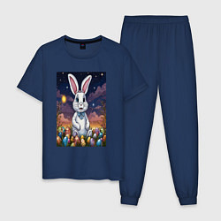Пижама хлопковая мужская Ночной кролик, цвет: тёмно-синий