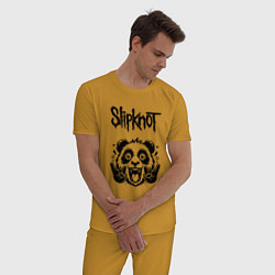 Пижама хлопковая мужская Slipknot - rock panda, цвет: горчичный — фото 2