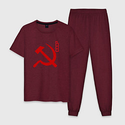Пижама хлопковая мужская СССР серп и молот red, цвет: меланж-бордовый