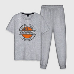 Пижама хлопковая мужская Basketball best team, цвет: меланж