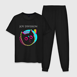 Пижама хлопковая мужская Joy Division rock star cat, цвет: черный