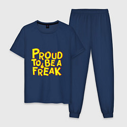 Пижама хлопковая мужская Proud to be a freak, цвет: тёмно-синий