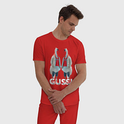 Пижама хлопковая мужская Гусинная мода, цвет: красный — фото 2