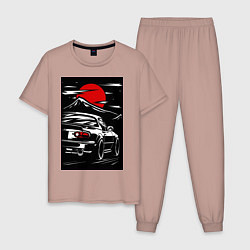 Пижама хлопковая мужская Мазда mx5 miata, цвет: пыльно-розовый