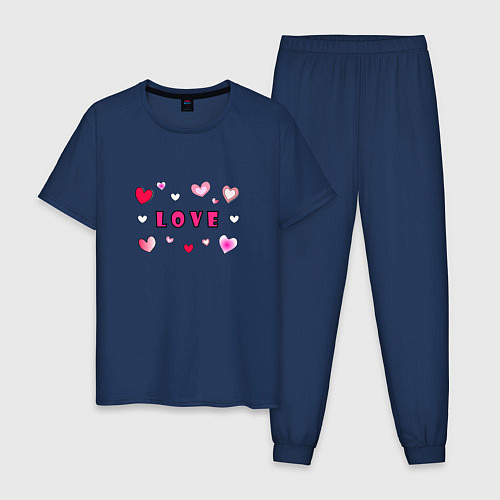 Мужская пижама Любовь и сердечки / Тёмно-синий – фото 1