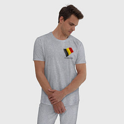 Пижама хлопковая мужская Im Belgian - motto, цвет: меланж — фото 2