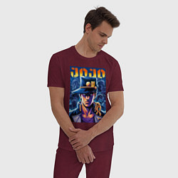 Пижама хлопковая мужская Jojo - Jotaro Kujo ai art, цвет: меланж-бордовый — фото 2