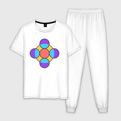 Пижама хлопковая мужская Круги в кругах, цвет: белый