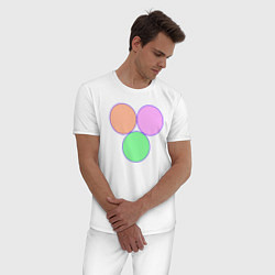 Пижама хлопковая мужская Три круга, цвет: белый — фото 2