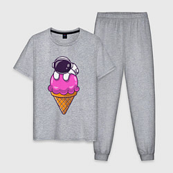 Пижама хлопковая мужская Space ice cream, цвет: меланж