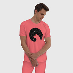 Пижама хлопковая мужская Большая медведица в космосе, цвет: коралловый — фото 2