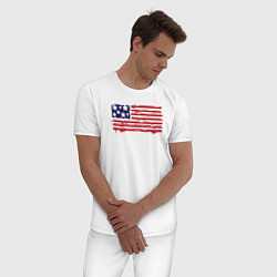 Пижама хлопковая мужская USA patriot, цвет: белый — фото 2