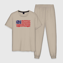 Пижама хлопковая мужская USA patriot, цвет: миндальный