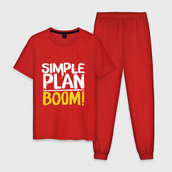 Пижама хлопковая мужская Simple plan - boom, цвет: красный