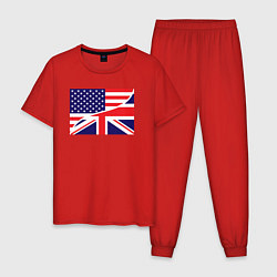 Пижама хлопковая мужская США и Великобритания, цвет: красный