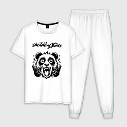 Пижама хлопковая мужская Rolling Stones - rock panda, цвет: белый