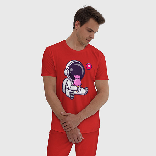 Мужская пижама Космонавт и мороженое / Красный – фото 3