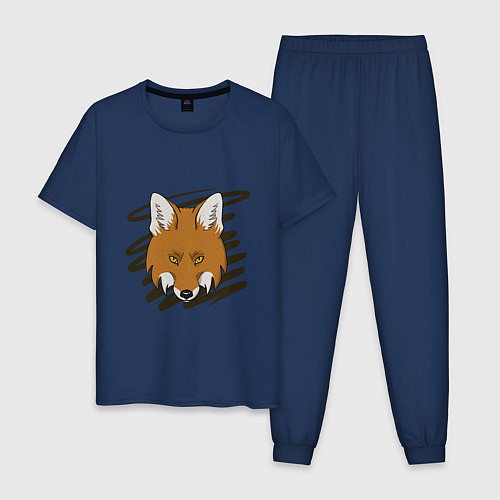 Мужская пижама Стилизованная морда лисы / Тёмно-синий – фото 1