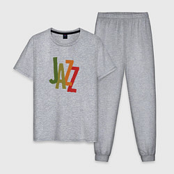 Пижама хлопковая мужская Jazz retro in color, цвет: меланж