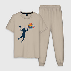 Пижама хлопковая мужская Игрок в баскетбол basketball, цвет: миндальный
