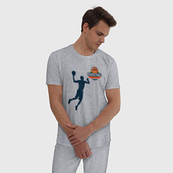 Пижама хлопковая мужская Игрок в баскетбол basketball, цвет: меланж — фото 2