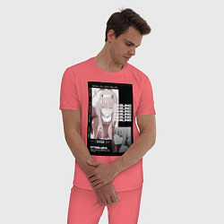 Пижама хлопковая мужская Милый во Франксе Zero Two, цвет: коралловый — фото 2