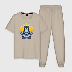 Мужская пижама Забавная горилла медитирует