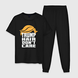 Пижама хлопковая мужская Trump hair dont care, цвет: черный