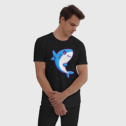 Пижама хлопковая мужская Дружелюбная акула, цвет: черный — фото 2