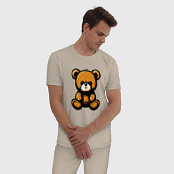 Пижама хлопковая мужская Тедди медведь, цвет: миндальный — фото 2