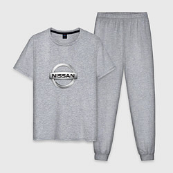 Пижама хлопковая мужская Nissan logo, цвет: меланж
