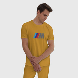 Пижама хлопковая мужская BMW logo sport, цвет: горчичный — фото 2