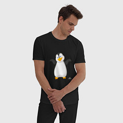 Пижама хлопковая мужская Веселый пингвин красивый, цвет: черный — фото 2