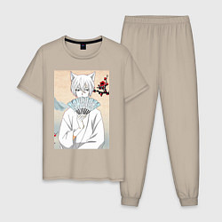 Пижама хлопковая мужская Очень приятно Бог Томоэ, цвет: миндальный