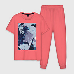 Пижама хлопковая мужская Ванитас целитель, цвет: коралловый