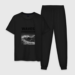 Пижама хлопковая мужская Waves, цвет: черный