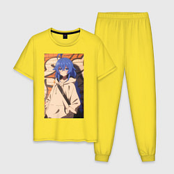 Пижама хлопковая мужская Реинкарнация безработного Рокси Мигурдия арт, цвет: желтый