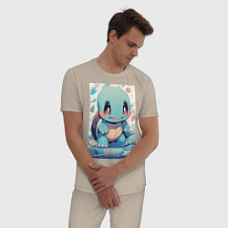 Пижама хлопковая мужская Покемон Сквиртл, цвет: миндальный — фото 2