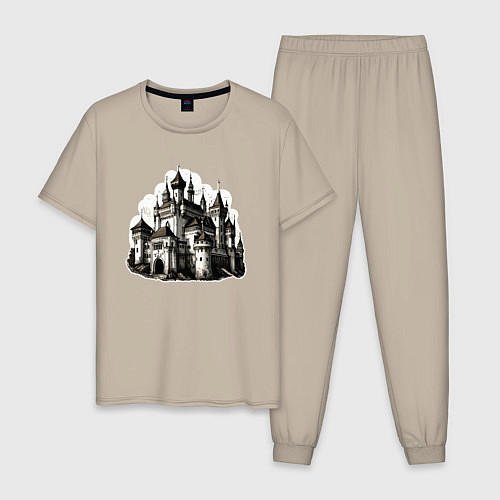 Мужская пижама Старинный замок / Миндальный – фото 1