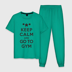 Пижама хлопковая мужская Go to gym, цвет: зеленый