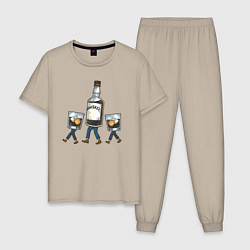 Пижама хлопковая мужская Человечки виски, цвет: миндальный