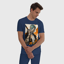 Пижама хлопковая мужская Ван-Пис Зоро Ророноа фехтовальщик, цвет: тёмно-синий — фото 2