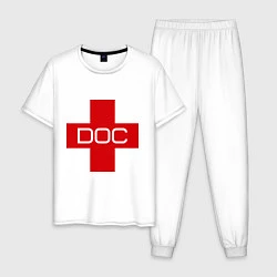 Пижама хлопковая мужская Доктор, цвет: белый