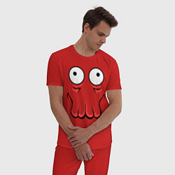 Пижама хлопковая мужская John Zoidberg Face, цвет: красный — фото 2