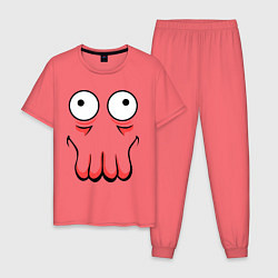 Пижама хлопковая мужская John Zoidberg Face, цвет: коралловый