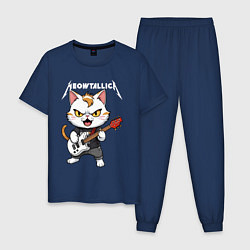 Пижама хлопковая мужская Meowtallica rock, цвет: тёмно-синий