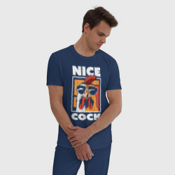 Пижама хлопковая мужская Nice cock, цвет: тёмно-синий — фото 2