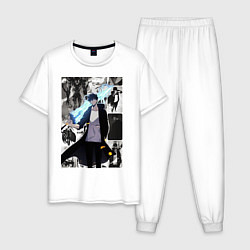 Пижама хлопковая мужская Поднятие уровня в одиночку Джину Сон охотник колла, цвет: белый