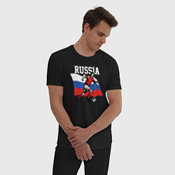 Пижама хлопковая мужская Футболист России, цвет: черный — фото 2