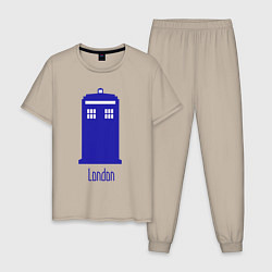 Пижама хлопковая мужская Tardis - London, цвет: миндальный